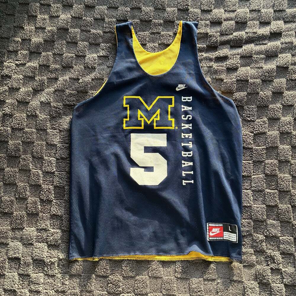 Vtg 90s Nike University Of Michigan Fab Five Basketball Warmup Practice Jersey